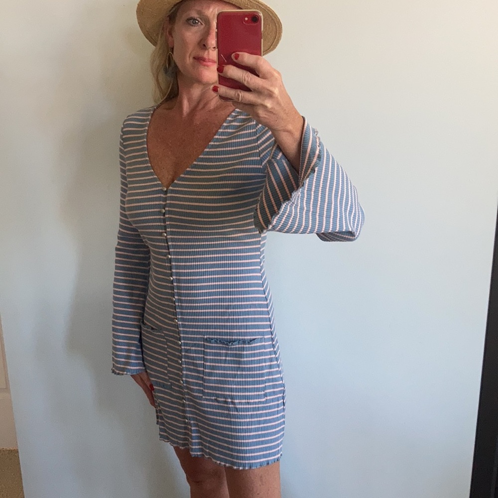 Blue & Pink Stripe Mini Dress - Picture 6 of 11